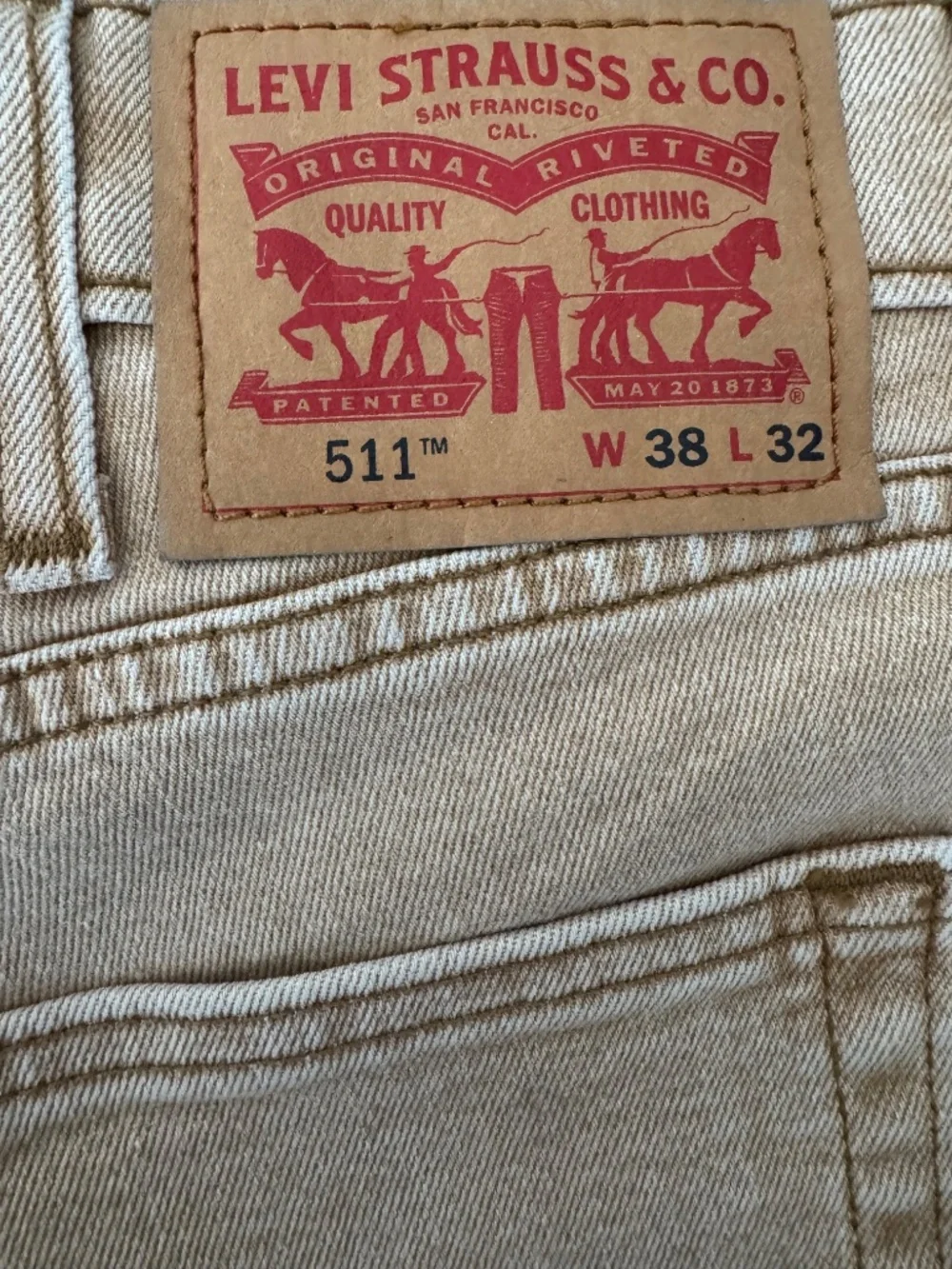 Levi's Men's 511 Slim Fit Tan Khaki Denim Jeans 38x32